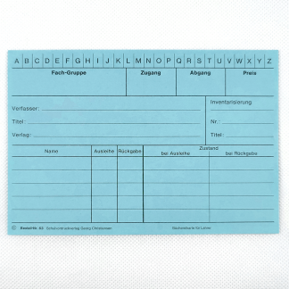 Büchereikarte für Lehrer Nr. 63 blau