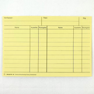 Büchereikarte für Schüler Nr. 65