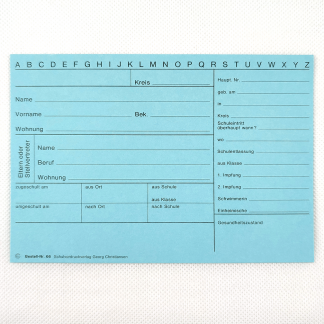 Schülerpersonalkarte Nr. 66 blau