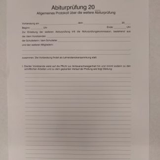 Allgemeines Protokoll über die mündliche Abiturprüfung Nr. 530