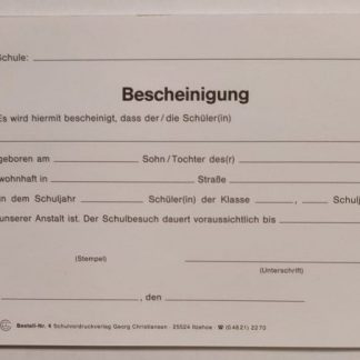Bescheinigung über Schulbesuch Nr. 4